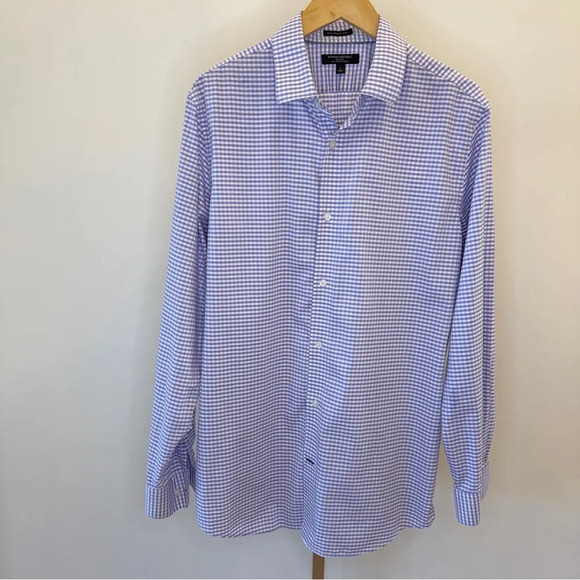 Banana Republic Men's L Camden Fit Purple Check Long Sleeve Button-Up Shirt - Picture 2 of 14